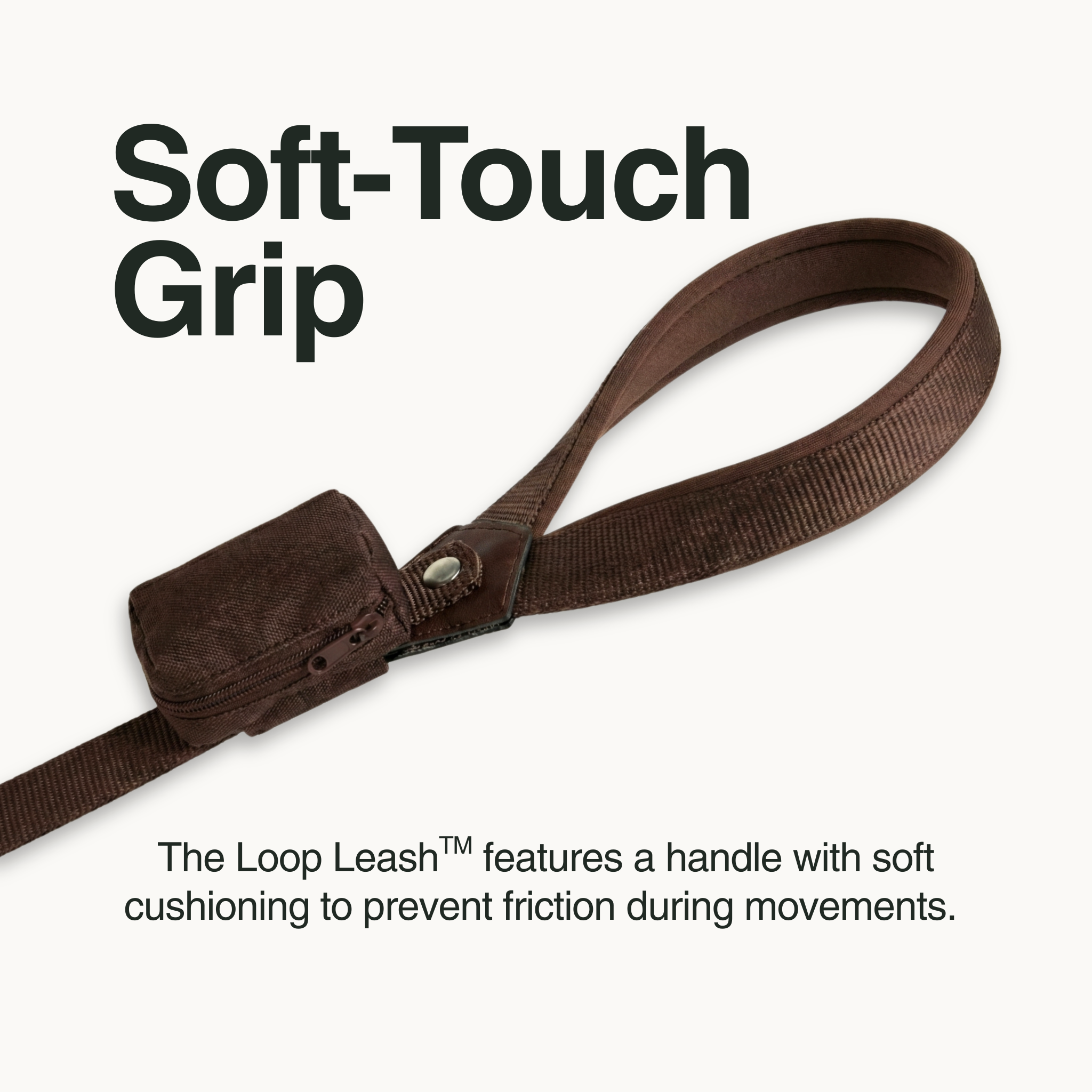 brown dog leash with soft-touch grip